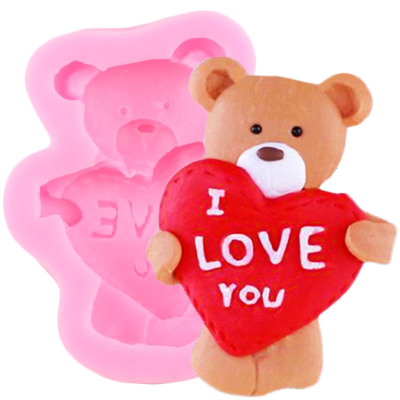 Bear Silicone Fondant Moulds For Cake Decorating Tools Candy Chocolate Gum Paste Polymer Clay Moulds