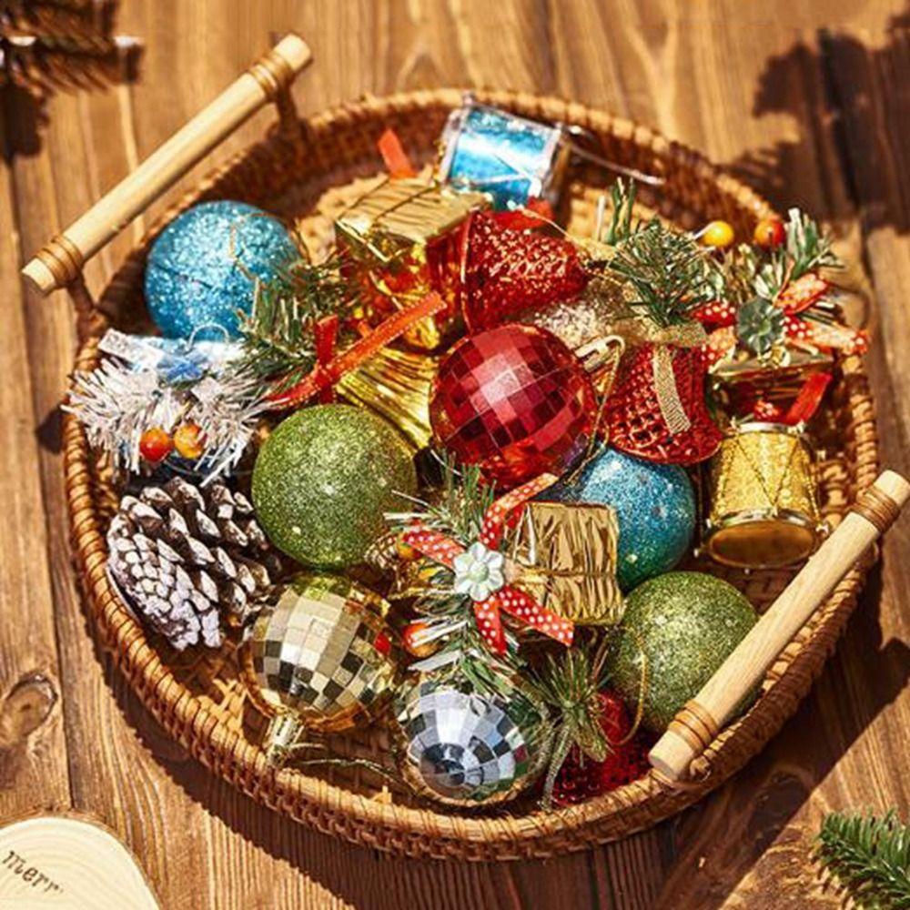 24Pcs/box Hanging Christmas Tree Pendant Plastic Jingle Balls Sets Christmas Ball  New Year Gifts