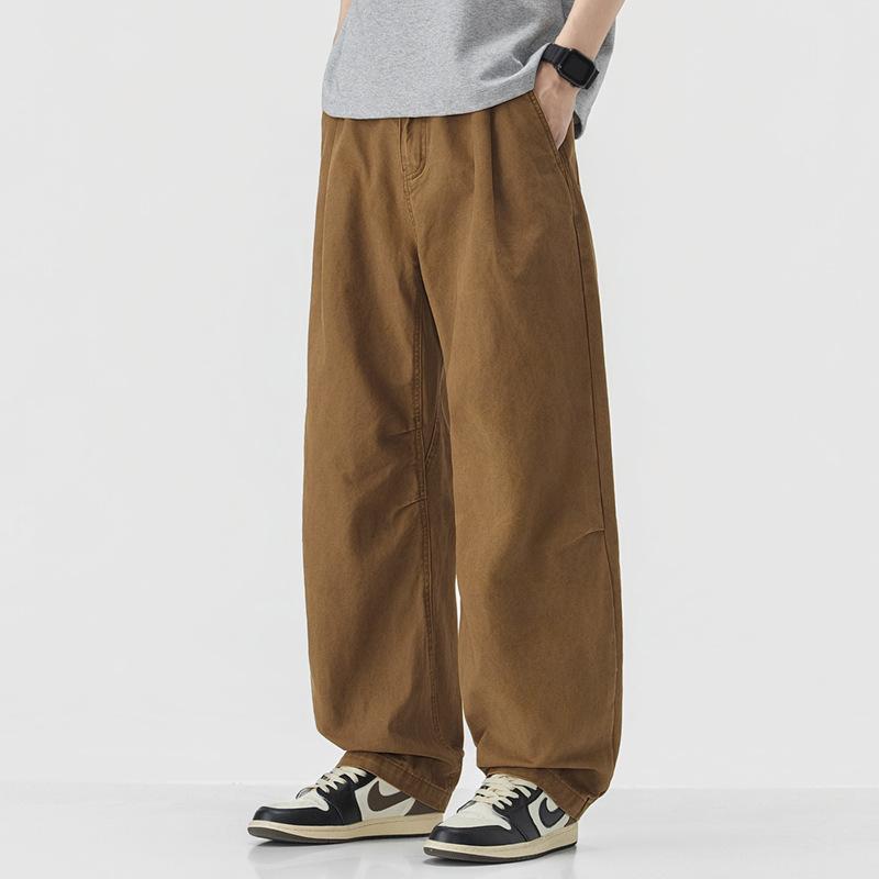 Spring new three-dimensional tailoring casual pants men's American trendy brand versatile loose wide-leg straight trousers