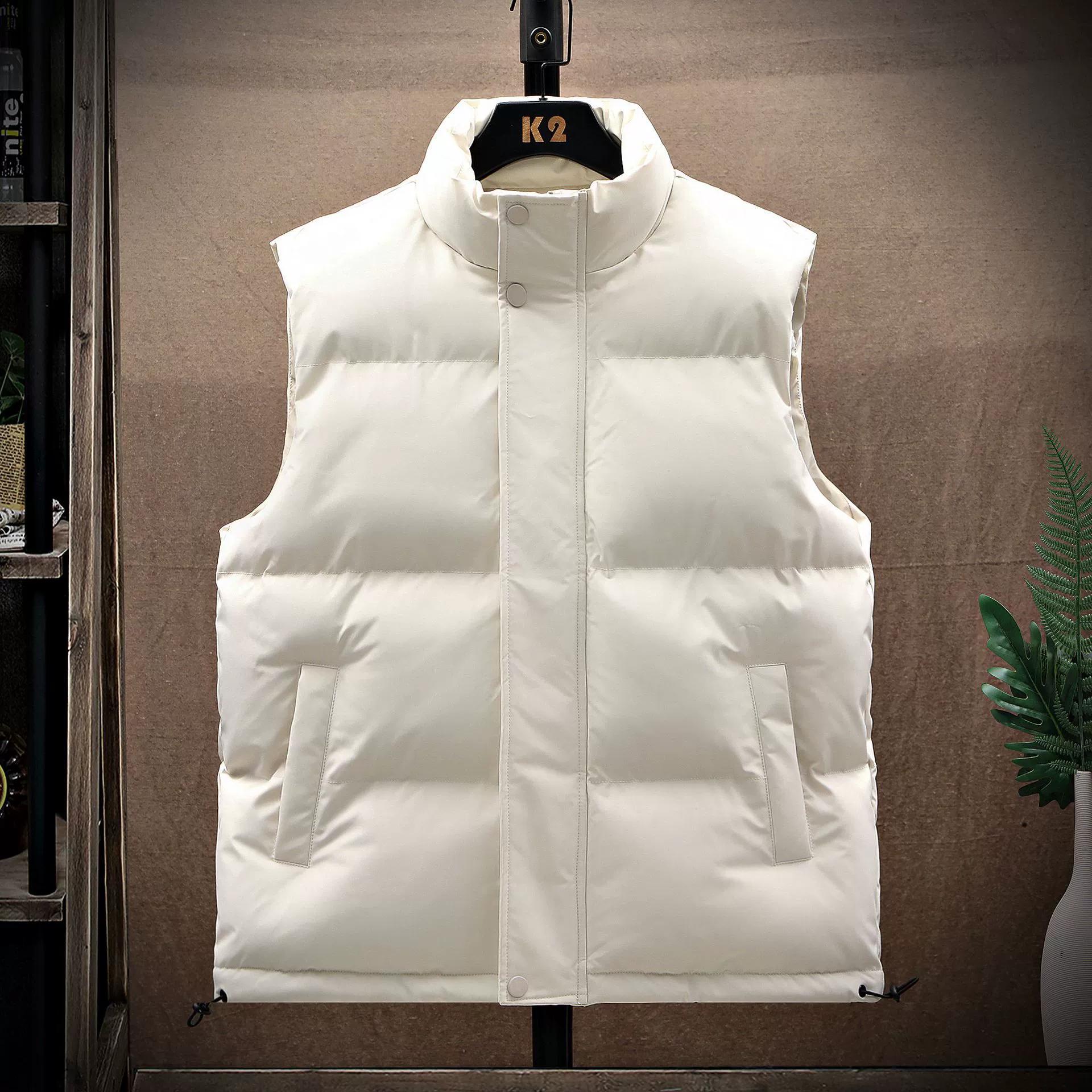 

Men Winter Warm Waistcoat Solid Color Puffer Sleeveless Jacket Outwear Plus Size Windbreaker L