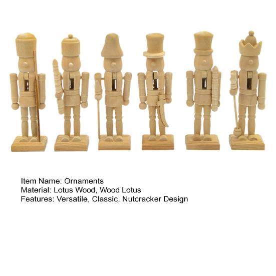 6Pcs Unpainted Nutcracker Blanks 12.5CM Wooden DIY Craft for Painting Christmas Ornament Making Kit Parent-child Art Project Supplies