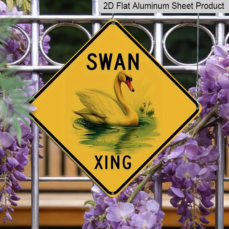 

2D Flat 1pc- A Humorous Metal Sign Featuring A Swan and Duck Illustration, Suitable for Indoor or Outdoor Use in Gardens, Roads, or Homes, This 20*20cm