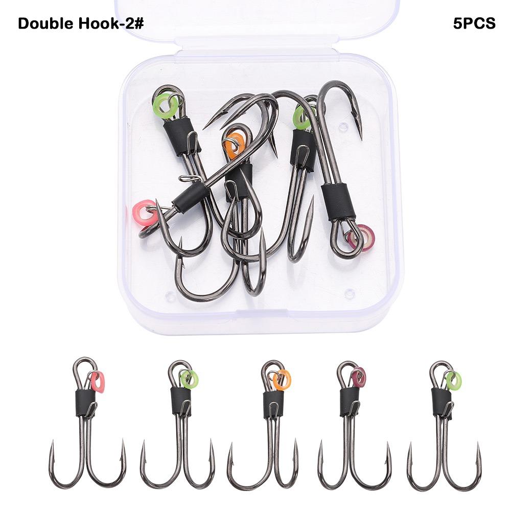 5pcs Double hook/triple hook Live Shrimp Bait Hooks Pickerel Wide Gap High-carbon Steel Fishhook Wacky Weedless Worm Soft Worm