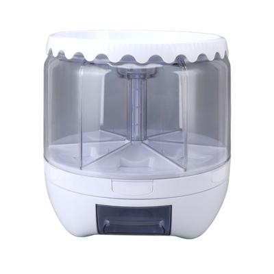 6 Grids Rice and Grain Storage Container Double Sealed 10000ml Rotating Food Dispenser for Black