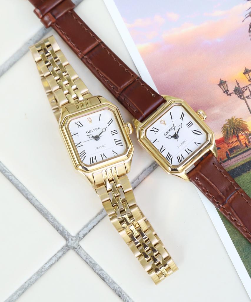 Gaigeo Ge1260Gd Women'S Octagon Diamond Metal Watch