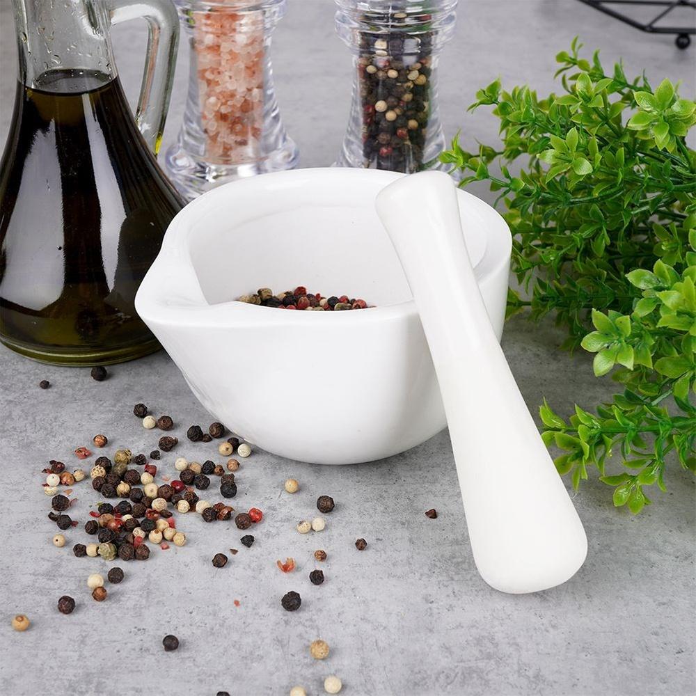 White Porcelain Spice Mortar and Pestle