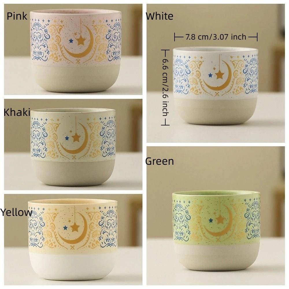 Retro Ceramic Coffee Cup Arabic Style Milk Cup Traditional Flat Bottomed Cup Home Use