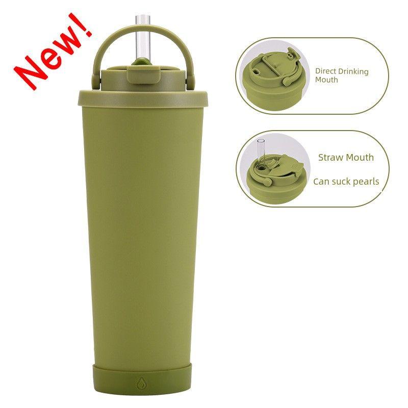 2024 New Model 830ml Large Capacity Thermos Cup with Convenient Handle, Dual Drinking Cup, Large Hole Straw Cup