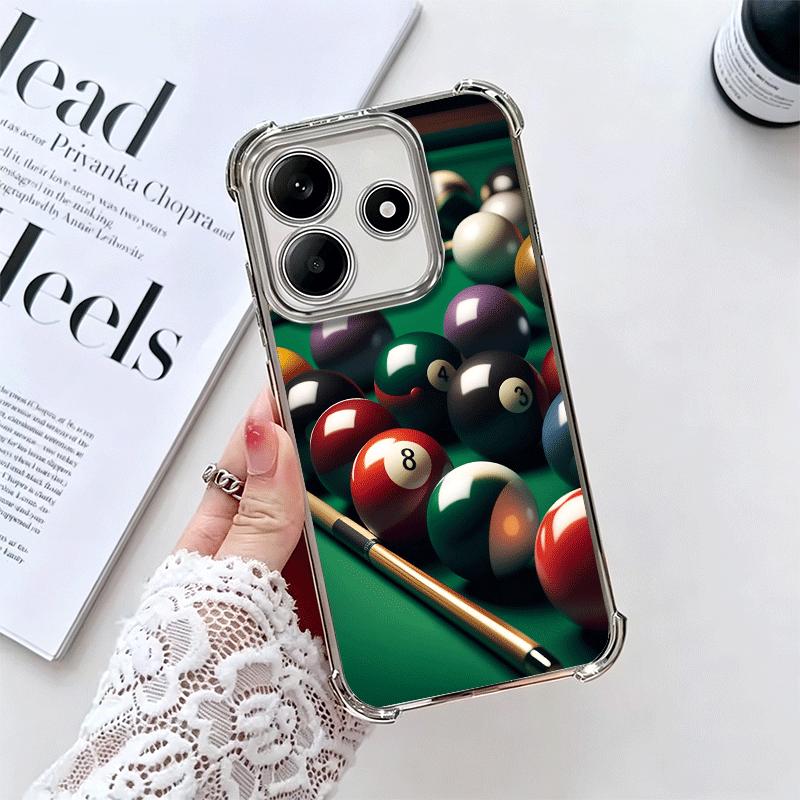 

Number Eight Billiard Ball Soft Phone Case For Xiaomi Redmi Note 14 15 Pro Plus 13 12 11S 11T 5G 10 9S 9 Plating Anti-Fall Funda Redmi Note 11T 5G