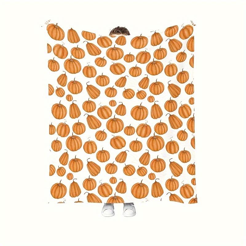 Comfortable Pumpkin Print Flannel Blanket Soft Warm Great Gift for Autumn Thanksgiving Christmas Fit Sofa Bed Office Travel
