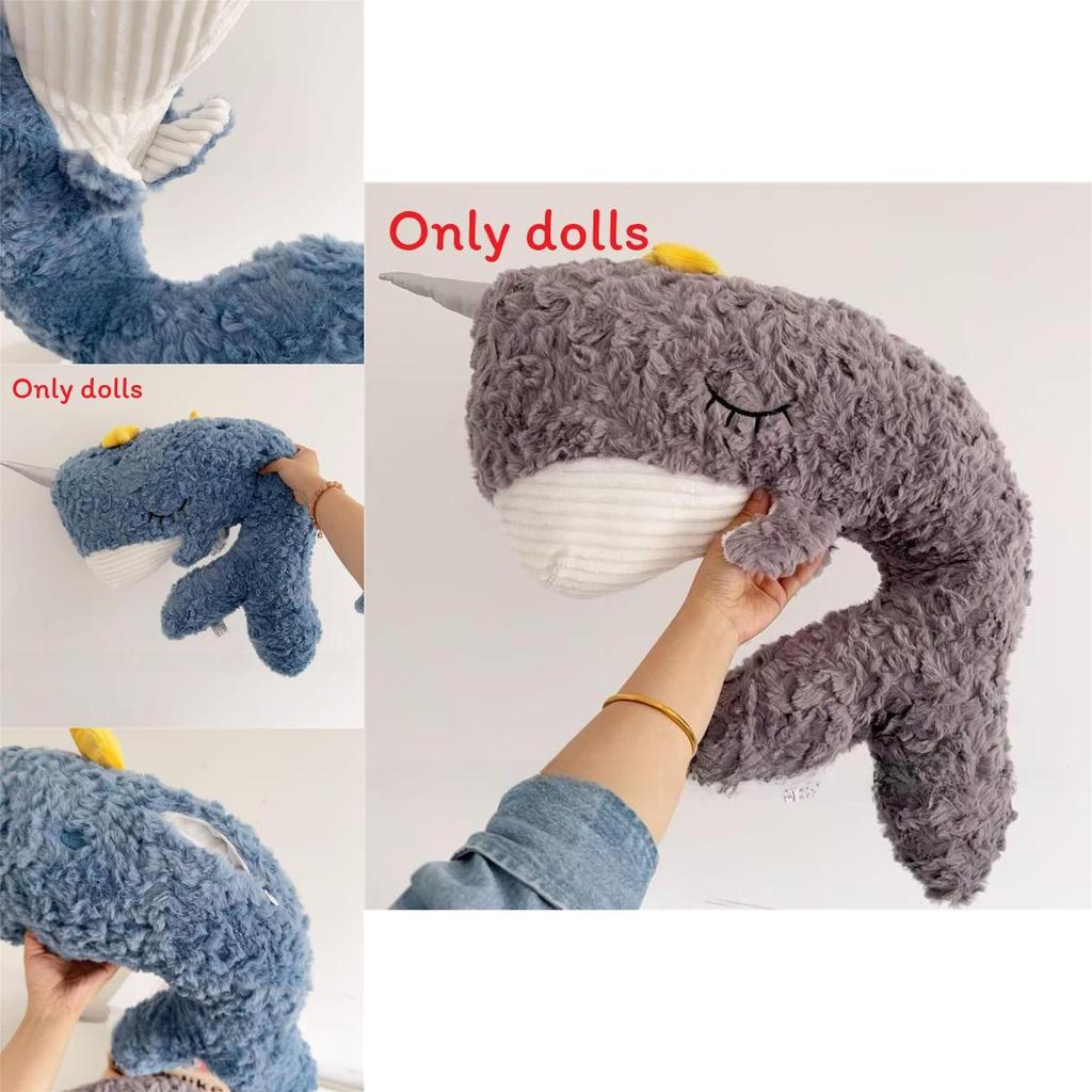 Plush Whale Pillow Soft Embroidered Animal Decor For Home Couch Bed Office