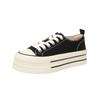 Platform Canvas Shoes Women's Casual Shoes Heightened Round Head Lace-up Low-top Board Shoes White Shoes Heightened
