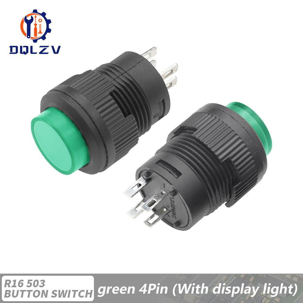 Self-lockin 16MM Latching/Momentary Push Button Switch With 5Color LED lighting 4Pin R16-503/AD R16-503/BD