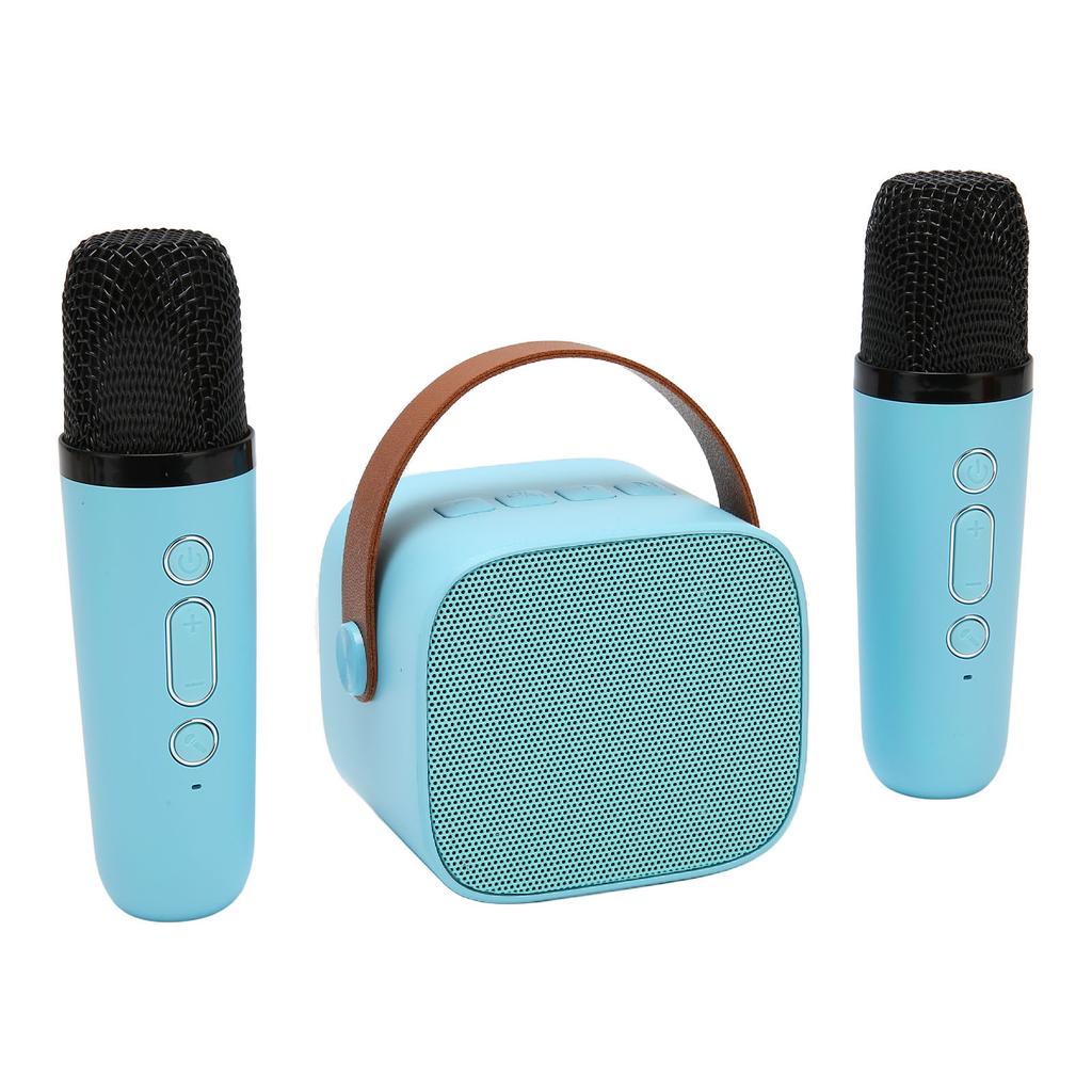 Karaoke Machine Multifunction Stereo Sound Portable   Speaker with 2 Wireless Microphones for Home Party KTV