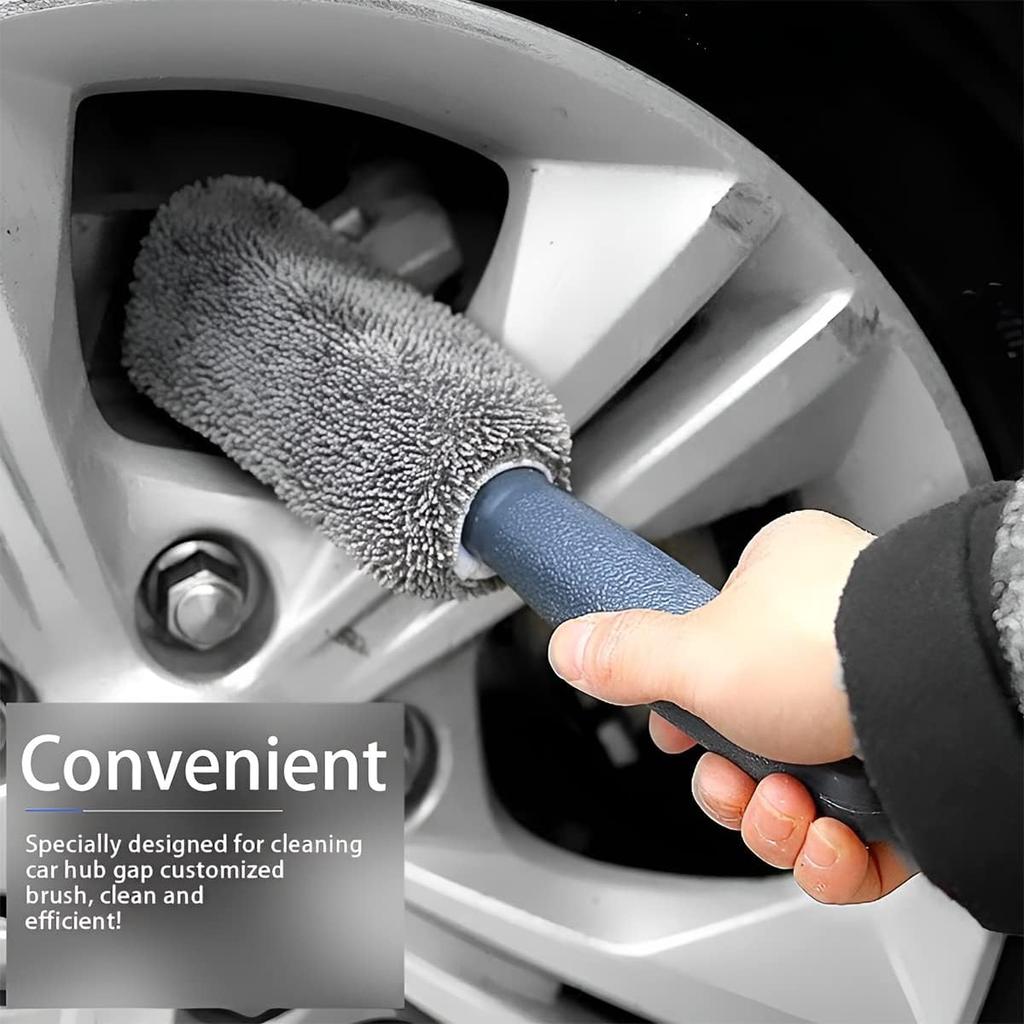 Portable Microfiber Car Wheel Tire Rim Brush Auto Wheel Cleaning Tool Wash Towel with Plastic Handle Car Washing Accessories