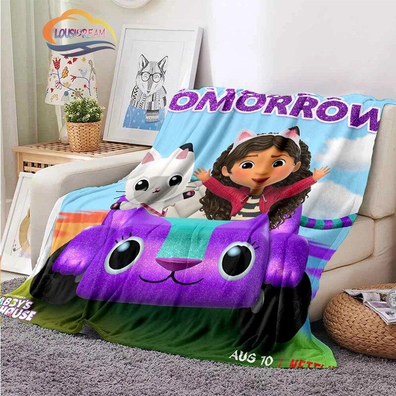 Cartoon Gabby's Dollhouse Cute Cashmere Blanket Children and Girls Warm Portable Plush Cozy Throw Blanket Bed Sofa Blanket