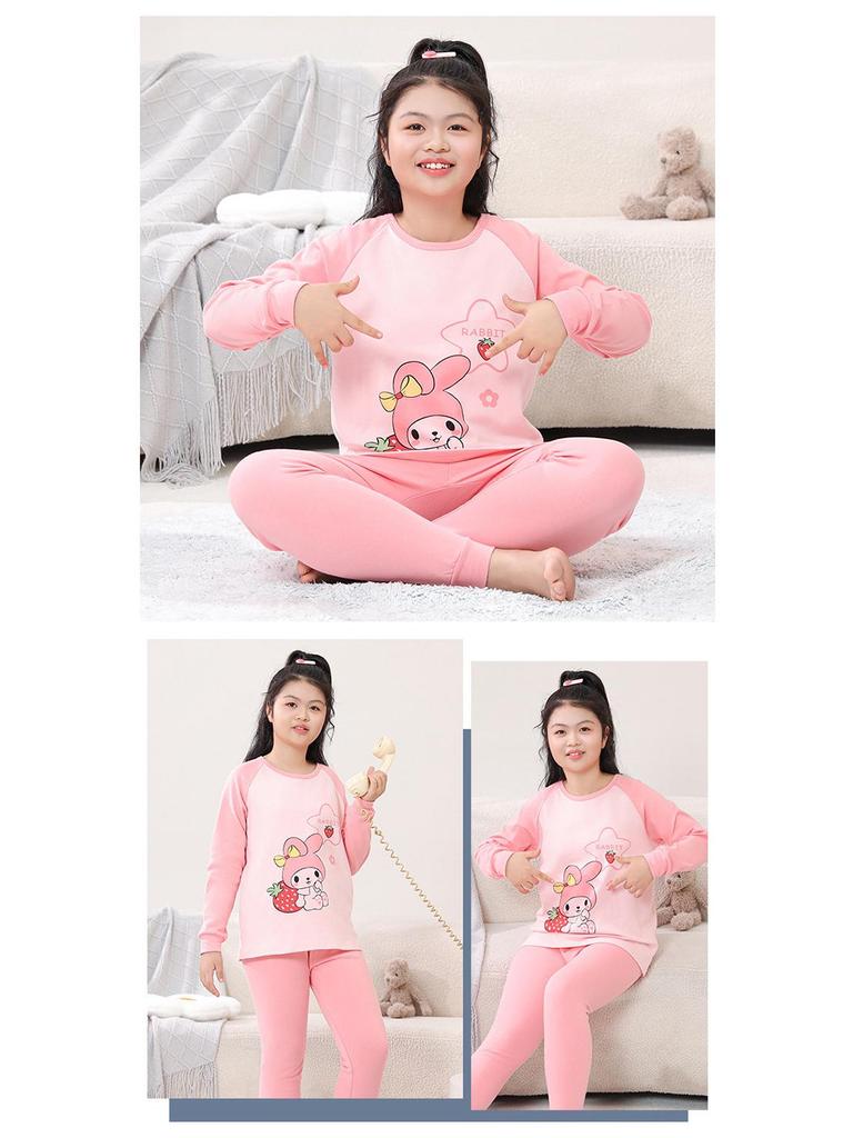 Teen Cotton Wool Pajama Set - Warm Autumn/Winter Underwear for Boys & Students