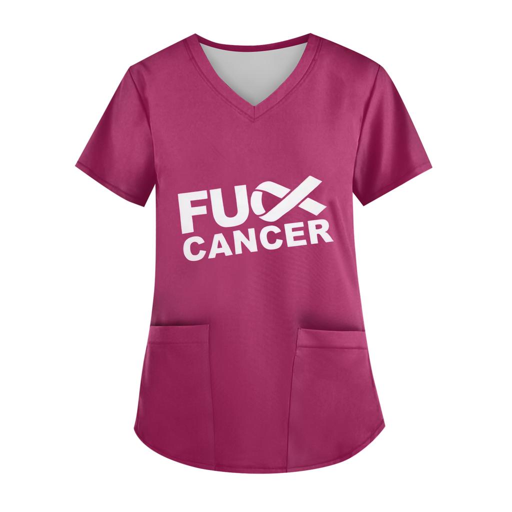 Women's V-Neck Short-Sleeve Pocketed Top With Side Slit