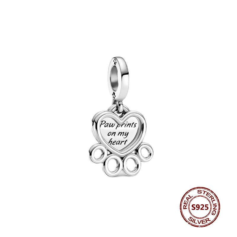 Cute Cat Dogs Charms Fit Fashion Original Bracelets Pet Paw 925 Silver Bulldog Schnauzer Akita Dog Beads DIY Jewelry Making