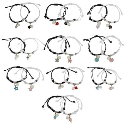 2 ks Pletený provázkový náramek Svítící korálek Přívěsek Řetízkový náramek Nastavitelný Náramek přátelství pro páry Šperky