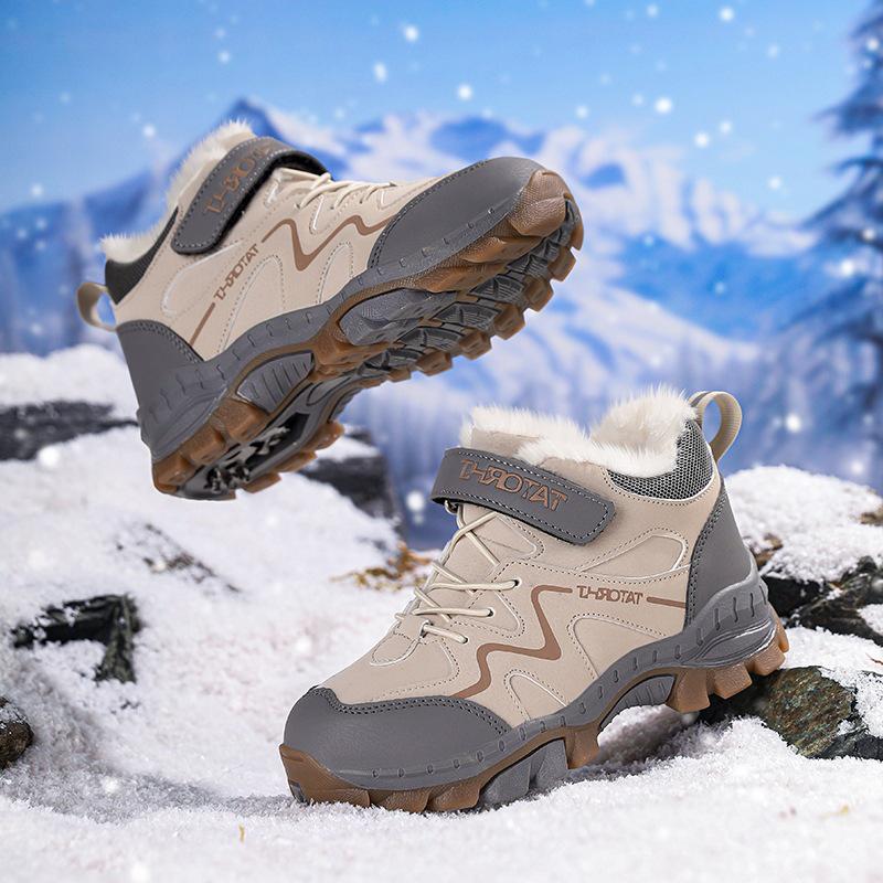 2025 Nepromokavé protiskluzové zimní kožené turistické boty pro chlapce - Teplá, odolná obuv do přírody