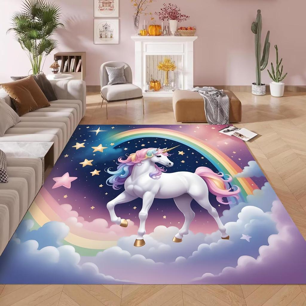 Rosa Blau Farbverlauf Glitzer Teppich, Pastell Funkelndes Pulver Einfaches Uni Muster, Rutschfeste Waschbare Matte für Wohnzimmer Sofa Esstisch