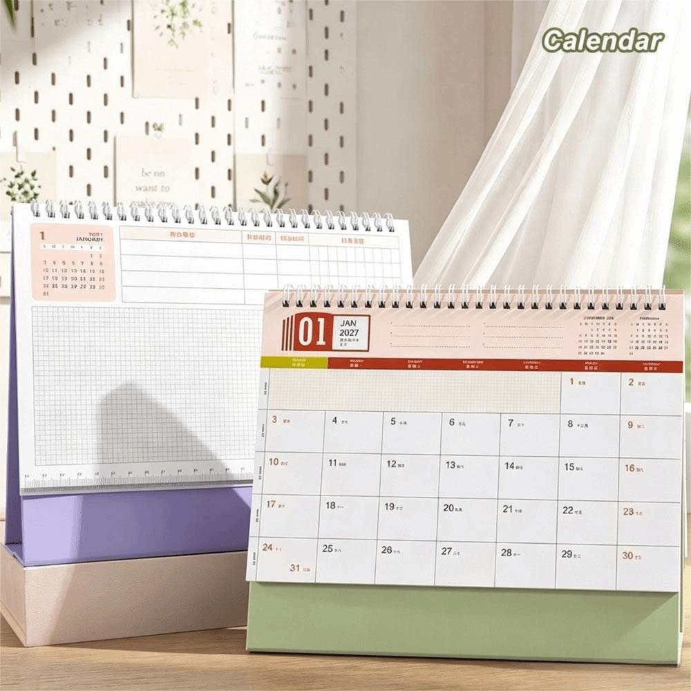 Foldable 2027 Desktop Desk Calendar Portable Flip Calendar Academic Planner Office Supply