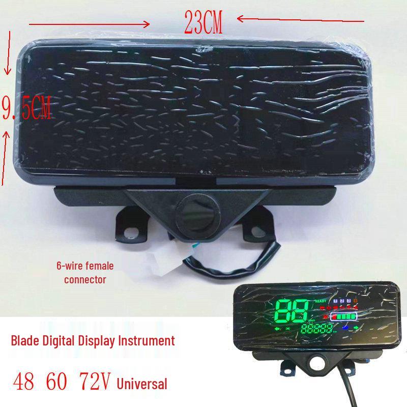 Universal LCD Electric Tricycle Dashboard: 60V/48V/72V Battery Level, Speed, and Mileage Display