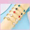Womens Lucky Clover Jewelry Bracelet With Alloy Material And Floral Elements For Office Wear