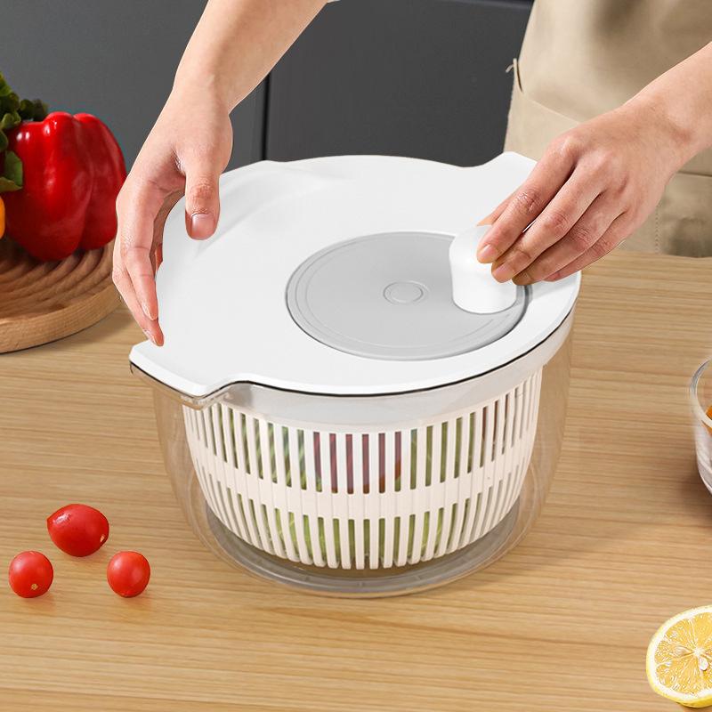 Multi-Function Hand Cranked Dehydrator - Japanese Salad Drain Basin for Vegetable Cleaning, Drying & Fruit Dehydration