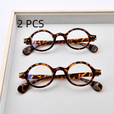 2Pcs Suit Fashion Oval Reading Glasses Colorful Anti Blue Light Presbyopic Glasses For Women Men 1.0 To +4.0
