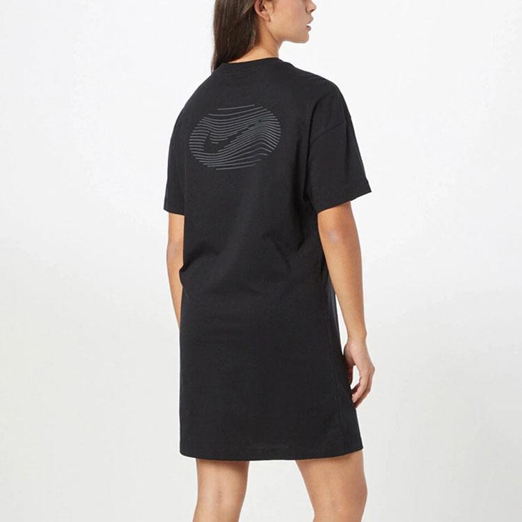 Nike Casual Loose Soft Comfortable Breathable Round Neck Short Sleeve Dress Women Dresses Black DM4664-010