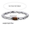Silver Color Retro Irregular Beaded Bracelet for Men, Chic Tiger Eye Stone Elastic Chain Bracelet, Fashion Punk Jewelry Gift