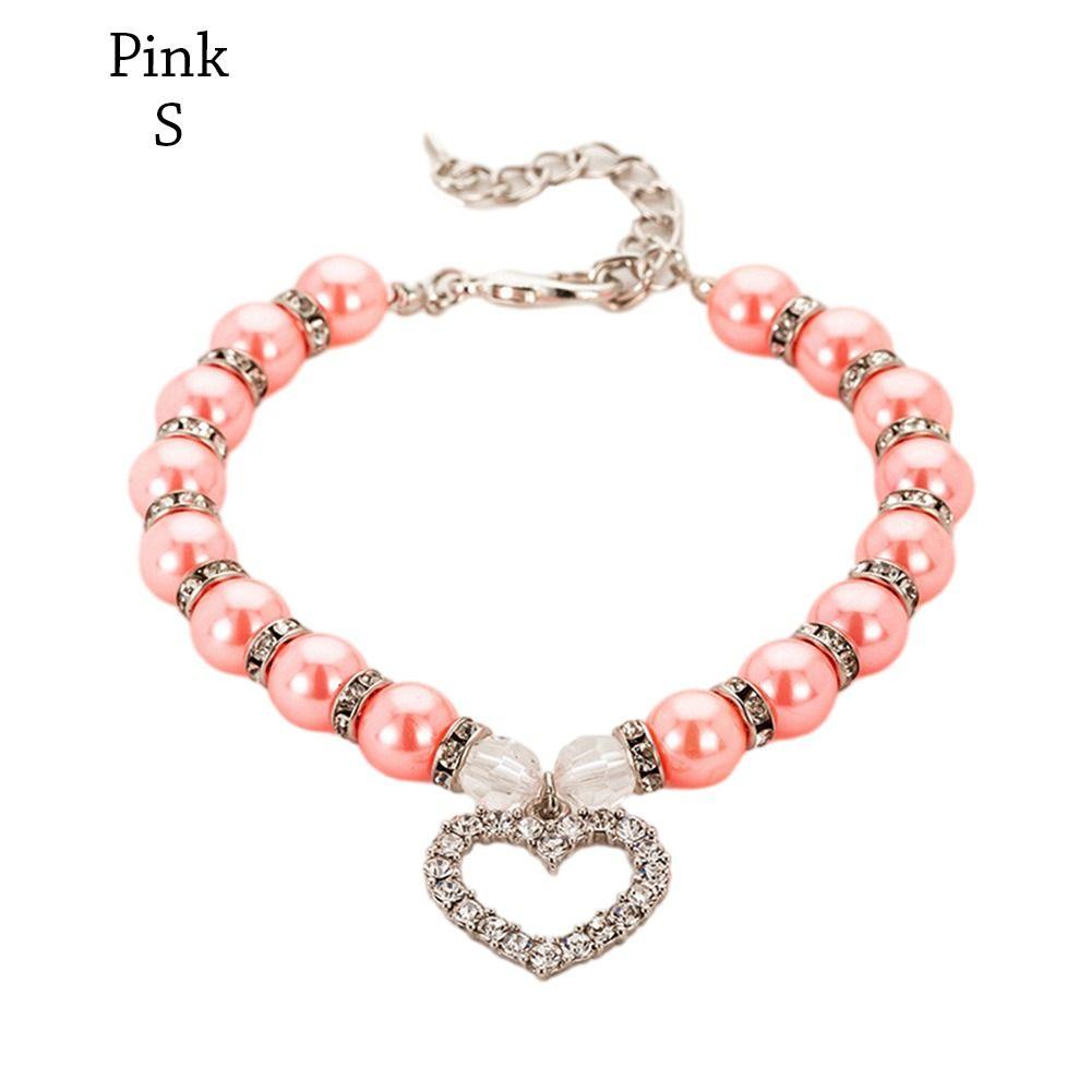 Adjustable Imitation Pearl Cute Dog Necklace Pet Dog Collar Jewelry Neck Chain For Dog Cats Luxury Diamond Pendant Accessories