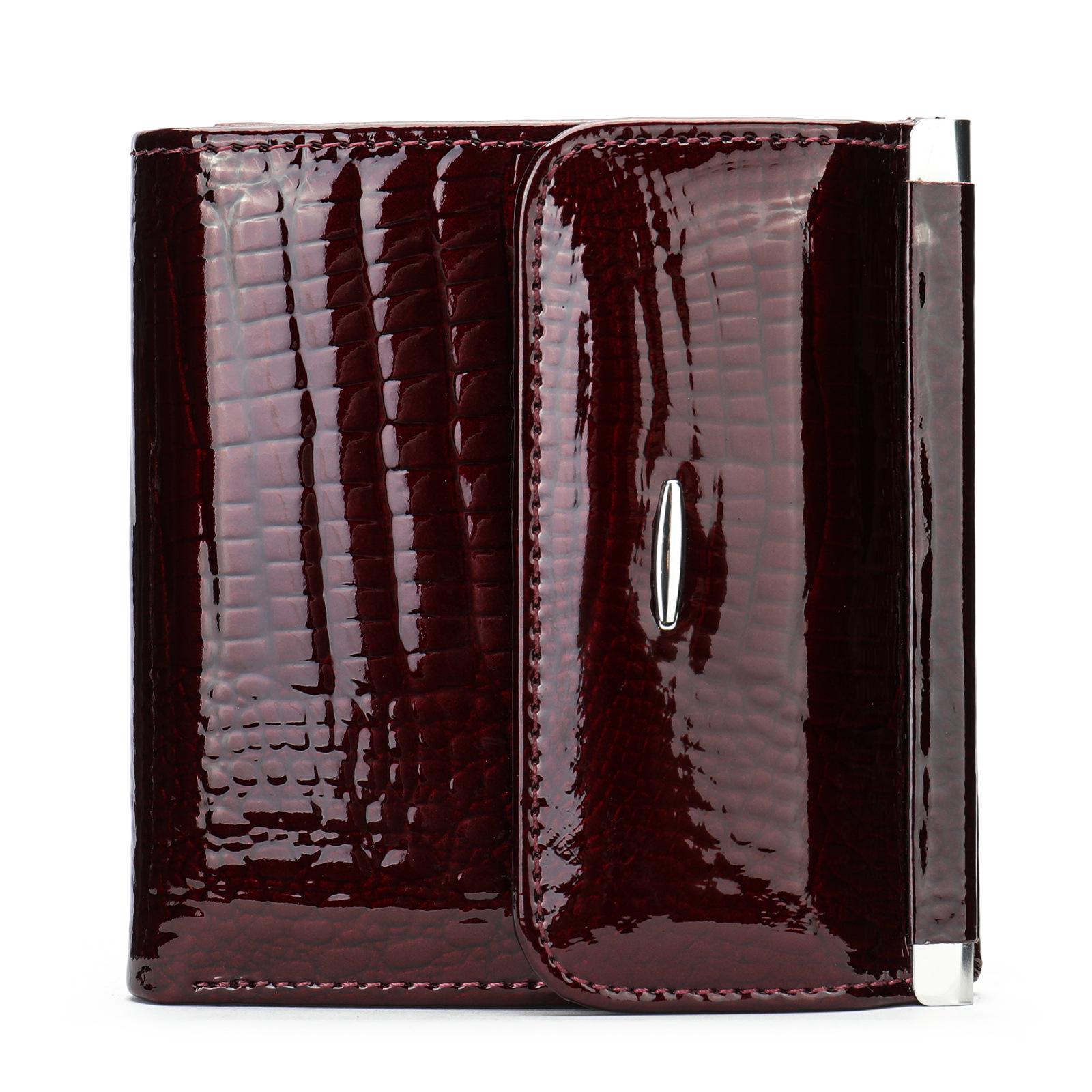 

Marrunt Нишевый Дизайн Женский Кошелек и Монетница из Патентной Кожи: Короткий, Высококачественный, Натуральная кожа темно-красного