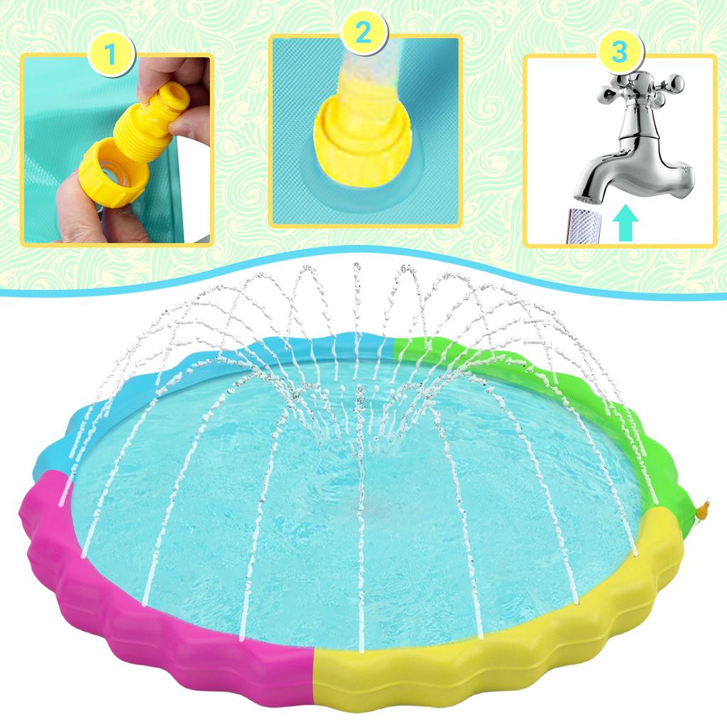 Planschbecken für Hunde, Rutschfestes Planschbecken für Haustiere Sommer Outdoor Wasserspielzeug, Sprinklerbecken für Hunde Outdoor-Spiel