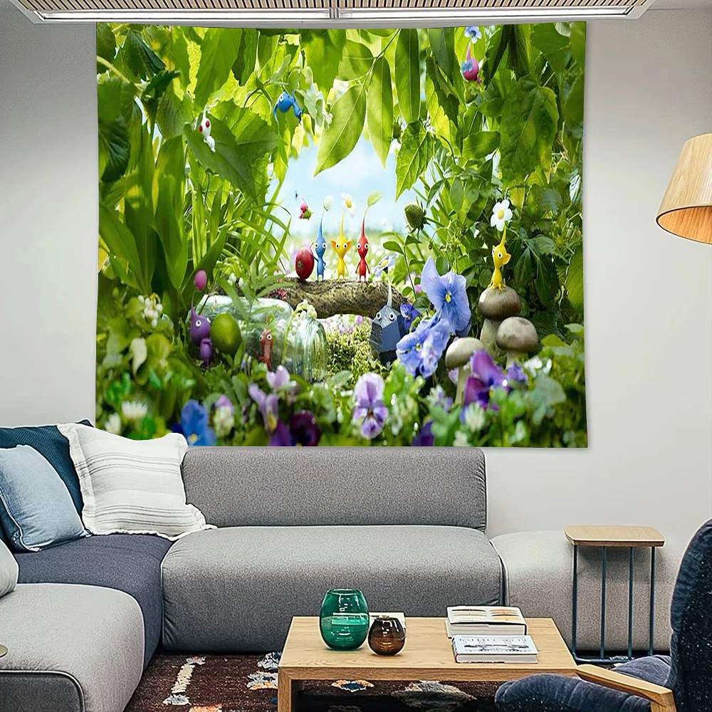 Pikmin 4 Lustiger Wandteppich Dekoration Schlafzimmer Wohnheim Hintergrundtuch Ferienhaus Party Wohnzimmer Clubtuch