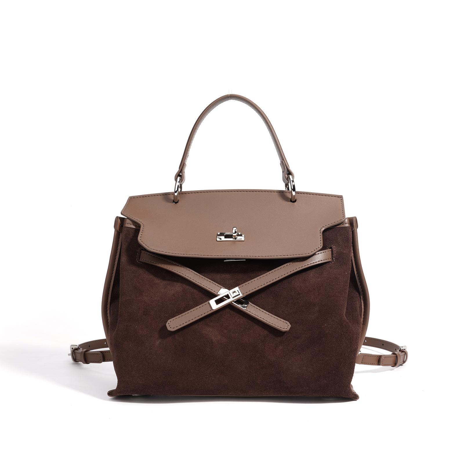 

High value retro leather portable backpack new outdoor travel suede fashion student women s backpack bottom length 27 width 12 height 23CM