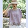 This year's new cotton and linen short-sleeved women's embroidery literary and retro style casual versatile loose round neck summer comfortable thin