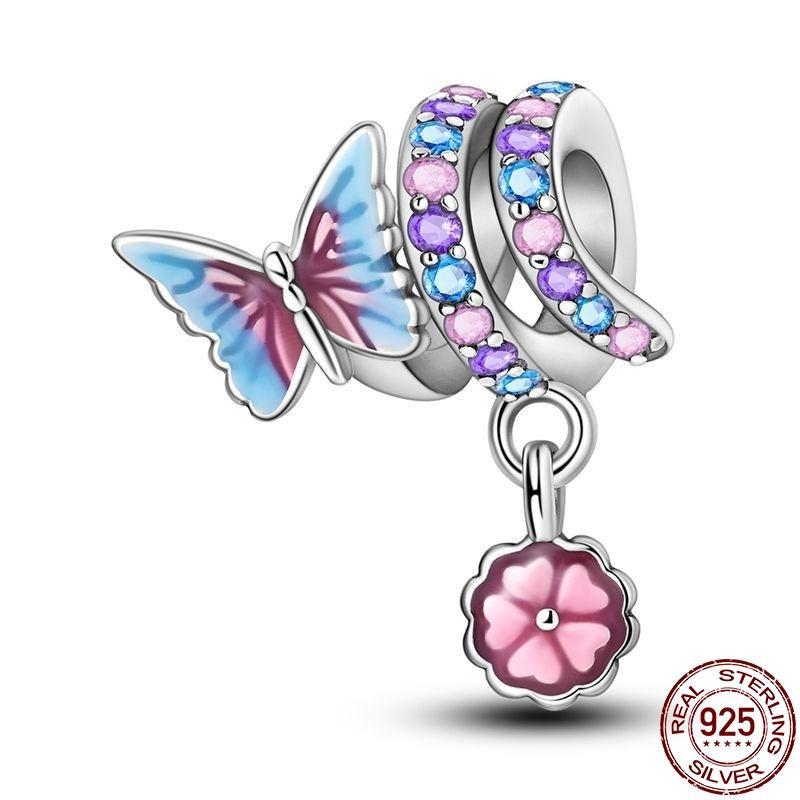 Copper Butterfly Flying Beads Charms Fit Original 3Mm Pan Bracelet&Bangle For Women Birthday Fine Jewelry Gift