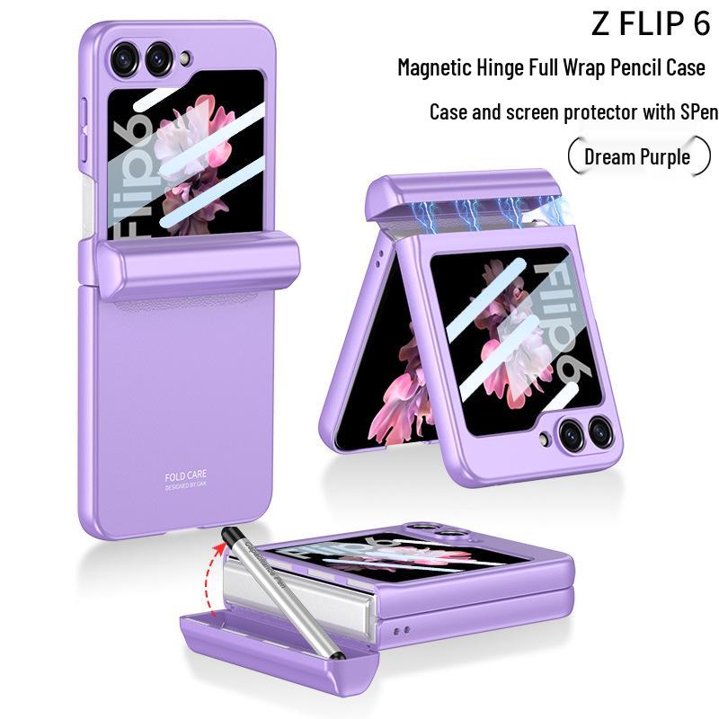 Samsung Z Flip6 Magnetic Pen Case: Stylish Holder with Foldable Screen Protection and Durable Hard Shell