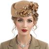 Berretto Elegante Vintage Donna Chiesa Derby Fascinator Con Fiore Berretto Morbido Paglia Cappelli Festa Steward di Compagnia Aerea Cappelli