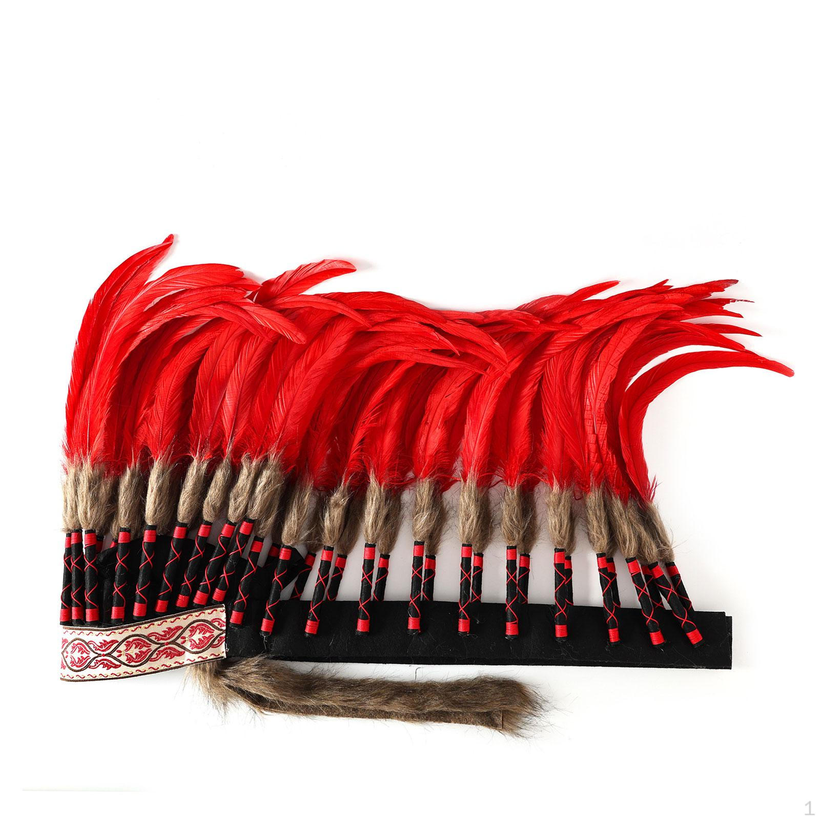 American Indian Feather Headdress for Masquerade Decorations rosso