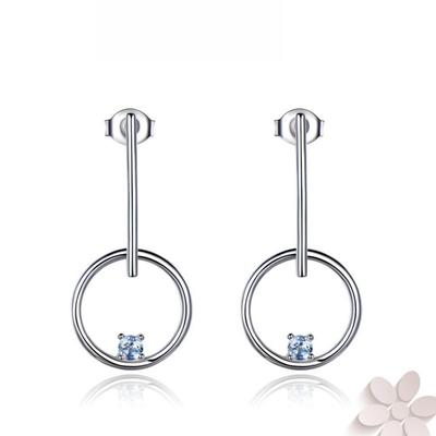 Topaze Bleu Ciel Argent Sterling 925 Boucles d'Oreilles Puces Rondes Creuses