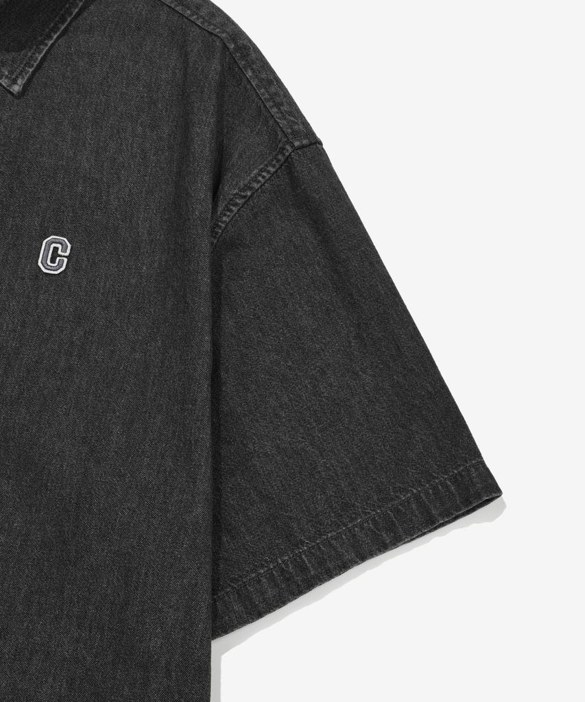 COVERNAT C Logo Denim Half Shirt Black