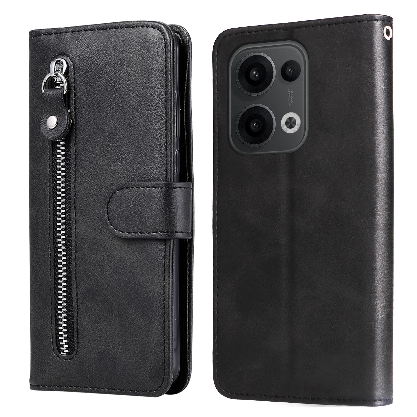 

For Oppo Reno14 F 5G/Reno14 5G (Global)/Reno13 5G (Global) Case Zipper Wallet Calf Texture PU Leather Phone Cover D