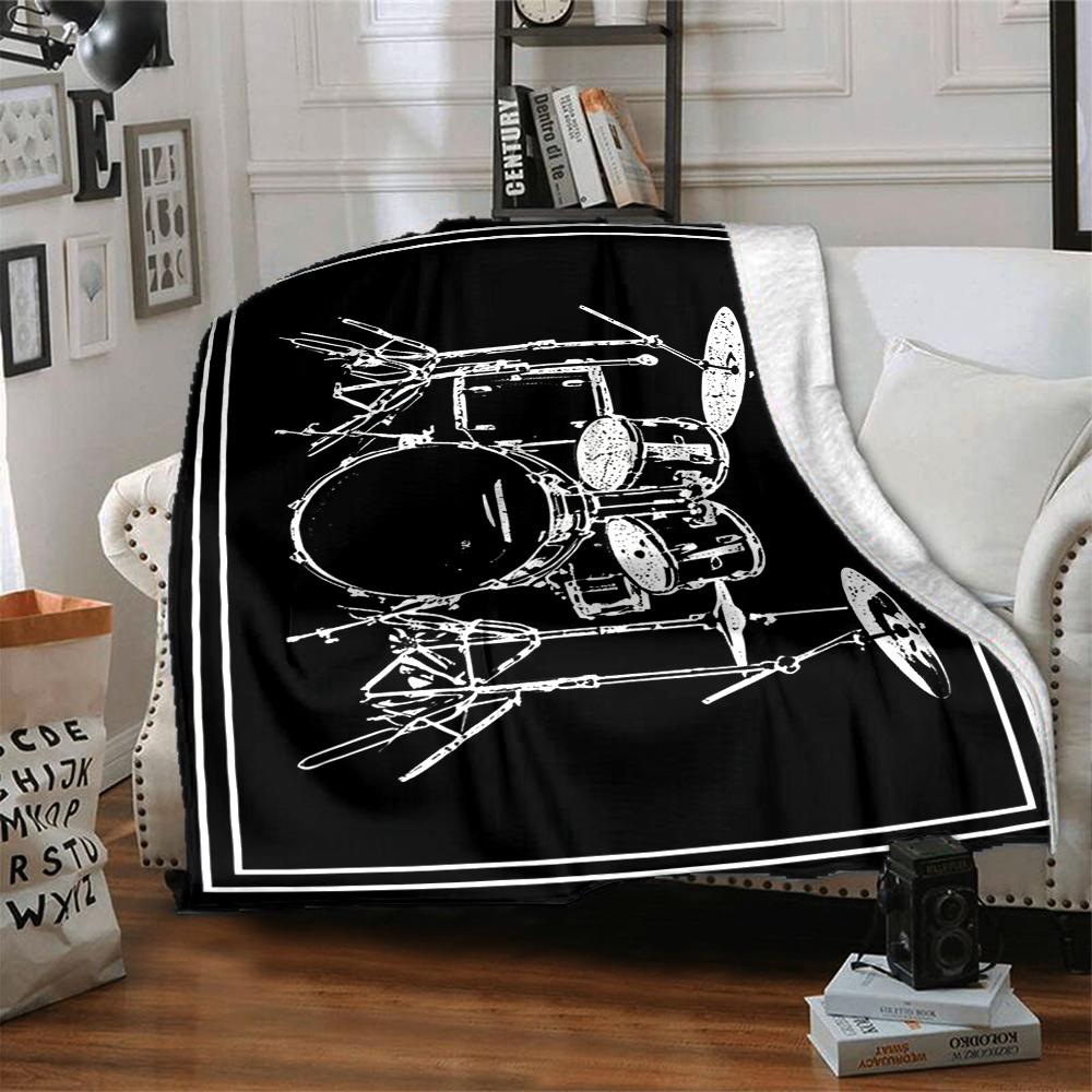 1Pc Drum Set Artwork Blanket Soft And Comfortable Casual Warm Camping Travel Christmas Halloween Xmas Gift M928656