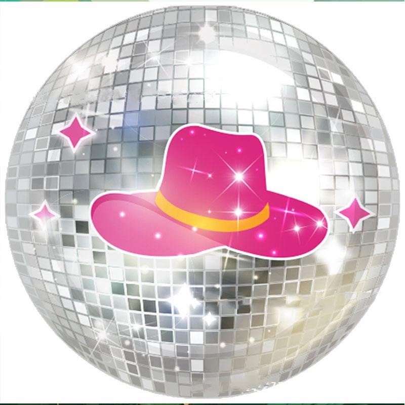Disco Party Disposable Tableware Pink Cowgirl Hat Disco Silver Ball Plates Cups Napkins Adults Girls Happy Disco Party Supplies