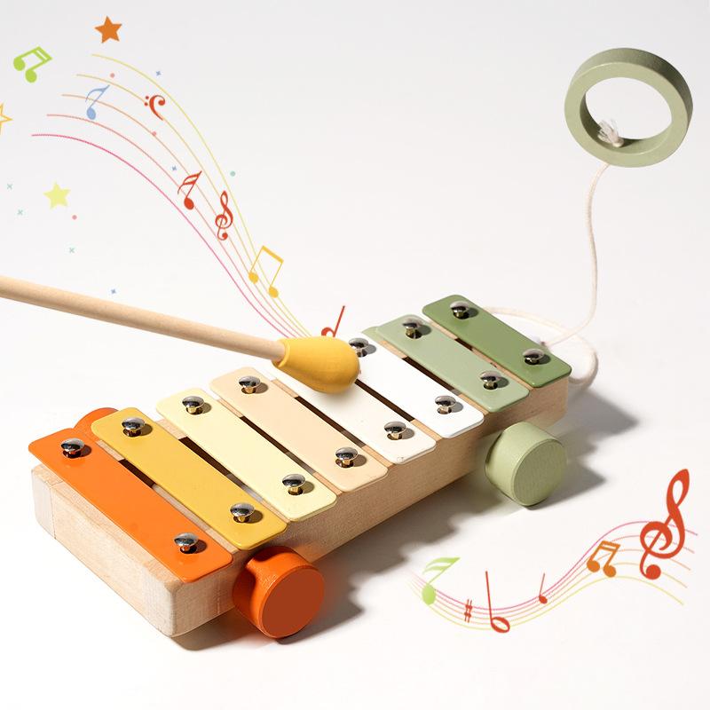Early Education Puzzle Soothing Rattle Toy Montessori Orff Musical Instrument Baby Grip Training, Wooden
