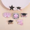 Graduation Season Trencher Cap Enamel Pin Flower Bachelor's Hat Brooches Lapel Badge Jewelry Souvenir Gifts For Students Friends
